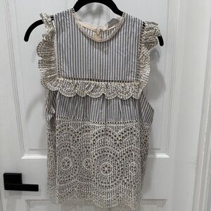 Zimmermann Blue and Cream Striped eyelet Top